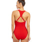 Back View Of Free Sport Sprint Round Neck Y-Back Zipper One Piece Swimsuit | FREE SPORT SPRINT TOMATO