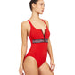 Side View View Of Free Sport Sprint Round Neck Y-Back Zipper One Piece Swimsuit | FREE SPORT SPRINT TOMATO