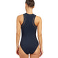 Back View Of Free Sport Champion High Neck High Back Zippered One Piece Swimsuit | FREE SPORT CHAMPION BLACK