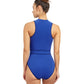 Back View Of Free Sport Fast Track High Neck High Back Zippered One Piece Swimsuit | FREE SPORT FAST TRACK
