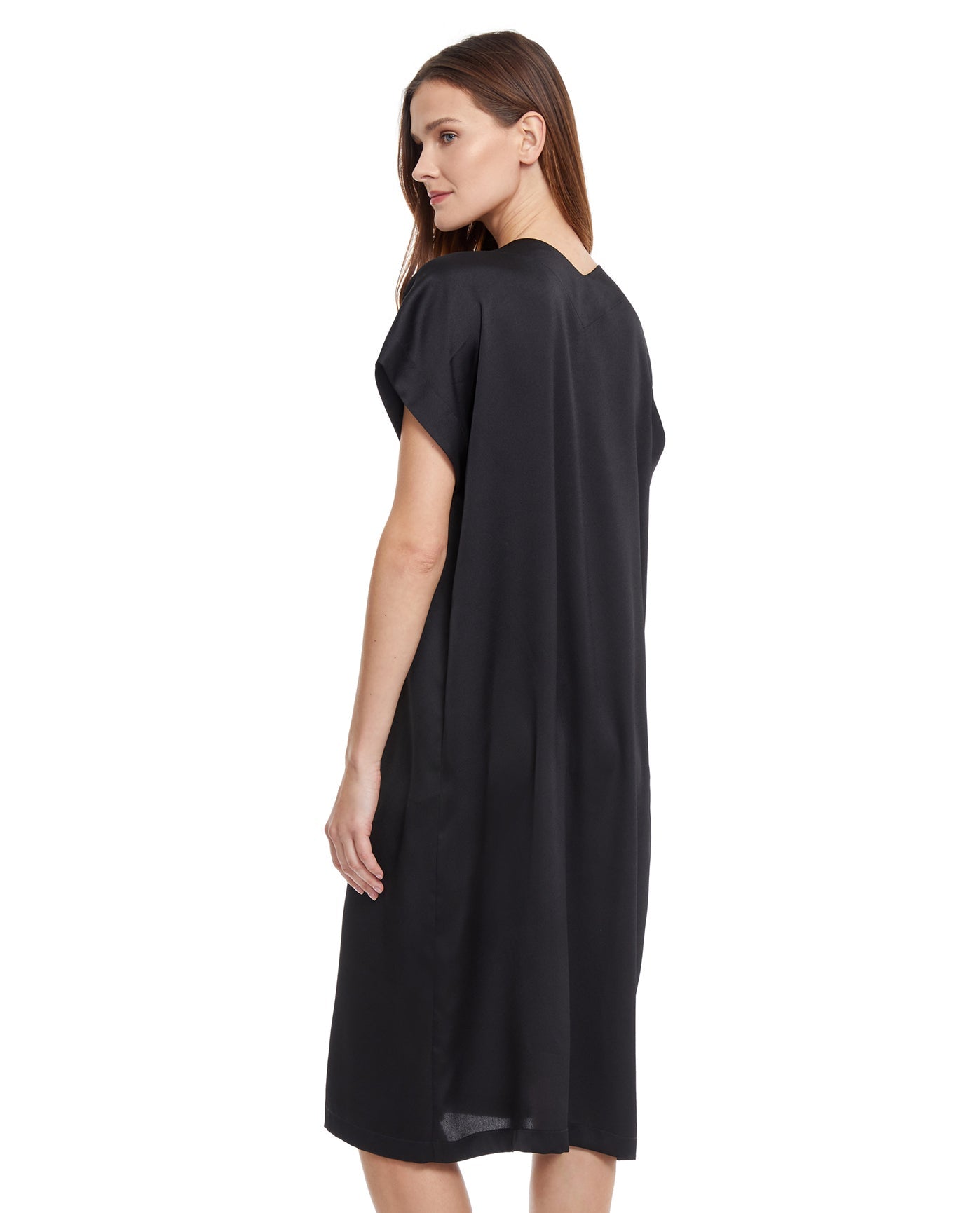 Back View Of Gottex Classic Golden Touch V-Neck Long Tunic | Gottex Golden Touch Black