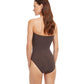 Back View Of Gottex Essentials Onyx Bandeau Strapless One Piece Swimsuit | Gottex Onyx Brown And Gold