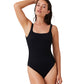 Front View Of Luma Sensual Simplicity Square Neck One Piece Swimsuit | LUMA SENSUAL SIMPLICITY BLACK