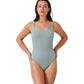 Front View Of Luma Sensual Simplicity Square Neck One Piece Swimsuit | LUMA SENSUAL SIMPLICITY DUSK GREEN