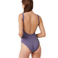 Back View Of Luma Sensual Simplicity Square Neck One Piece Swimsuit | LUMA SENSUAL SIMPLICITY DUSK PURPLE