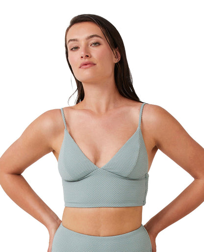 Front View Of Luma Sensual Simplicity Triangle Bikini Top | LUMA SENSUAL SIMPLICITY DUSK GREEN