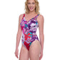 Side View View of Gottex Exclusive V-Neck One Piece Swimsuit | GOTTEX BELLA ROSE CHERRY