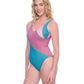 Side View View of Gottex Exclusive V-Neck One Piece Swimsuit | GOTTEX MODERN SHADES PINK