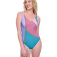 Alternate Front View of Gottex Exclusive V-Neck One Piece Swimsuit | GOTTEX MODERN SHADES PINK