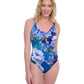 Alternate Front View of Gottex Exclusive V-Neck One Piece Swimsuit | GOTTEX BELLA ROSE BLUE