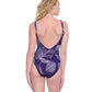 Back View of Gottex Exclusive V-Neck One Piece Swimsuit | GOTTEX NATURAL ESSENCE INK AND WHITE