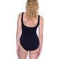 Back View Of Gottex Exclusive Full Coverage Square Neck One Piece Swimsuit | GOTTEX BLACK