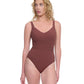 Alternate Front View of Gottex Exclusive Square Neck One Piece Swimsuit | GOTTEX DARK BROWN