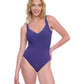 Front View of Gottex Exclusive Square Neck One Piece Swimsuit | GOTTEX BLUE INK