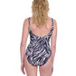 Back View Of Gottex Exclusive Full Coverage Surplice One Piece Swimsuit | GOTTEX WILDLIFE BROWN