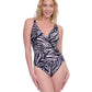 Alternate Front View Of Gottex Exclusive Full Coverage Surplice One Piece Swimsuit | GOTTEX WILDLIFE BROWN