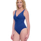 Side View of Profile By Gottex Exclusive V-Neck Surplice One Piece Swimsuit | PROFILE INDIGO