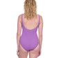 Back View of Profile By Gottex Exclusive V-Neck Surplice One Piece Swimsuit | PROFILE WARM PURPLE
