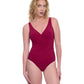 Front View of Profile By Gottex Exclusive V-Neck Surplice One Piece Swimsuit | PROFILE RASPBERRY