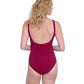 Back View of Profile By Gottex Exclusive V-Neck Surplice One Piece Swimsuit | PROFILE RASPBERRY