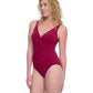 Side View of Profile By Gottex Exclusive V-Neck Surplice One Piece Swimsuit | PROFILE RASPBERRY