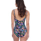 Back View of Profile By Gottex Exclusive D-Cup V-Neck Shirred One Piece Swimsuit | PROFILE FLORA