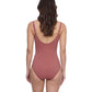 Back View of Profile By Gottex Exclusive D-Cup V-Neck Shirred One Piece Swimsuit | PROFILE ROSE TAUPE