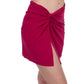 Side View of Profile By Gottex Exclusive Twist Detail Mini Skirt Cover Up | PROFILE RASPBERRY