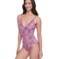 Side View of Profile By Gottex Exclusive V-Neck One Piece Swimsuit | PROFILE PRETTY WILD PINK