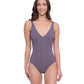 Front View of Profile By Gottex Exclusive V-Neck One Piece Swimsuit | PROFILE LET IT BE