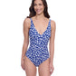 Front View of Profile By Gottex Exclusive V-Neck One Piece Swimsuit | PROFILE INDIGO