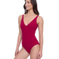 Side View of Profile By Gottex Exclusive V-Neck One Piece Swimsuit | PROFILE RASPBERRY