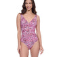 Front View of Profile By Gottex Exclusive V-Neck One Piece Swimsuit | PROFILE PRETTY WILD PINK