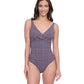 Front View of Profile By Gottex Exclusive V-Neck One Piece Swimsuit | PROFILE LET IT BE