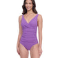 Front View of Profile By Gottex Exclusive V-Neck One Piece Swimsuit | PROFILE WARM PURPLE