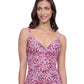 Front View of Profile By Gottex Exclusive V-Neck Lingerie Tankini Top | PROFILE PRETTY WILD PINK