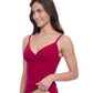 Side View of Profile By Gottex Exclusive V-Neck Lingerie Tankini Top | PROFILE RASPBERRY