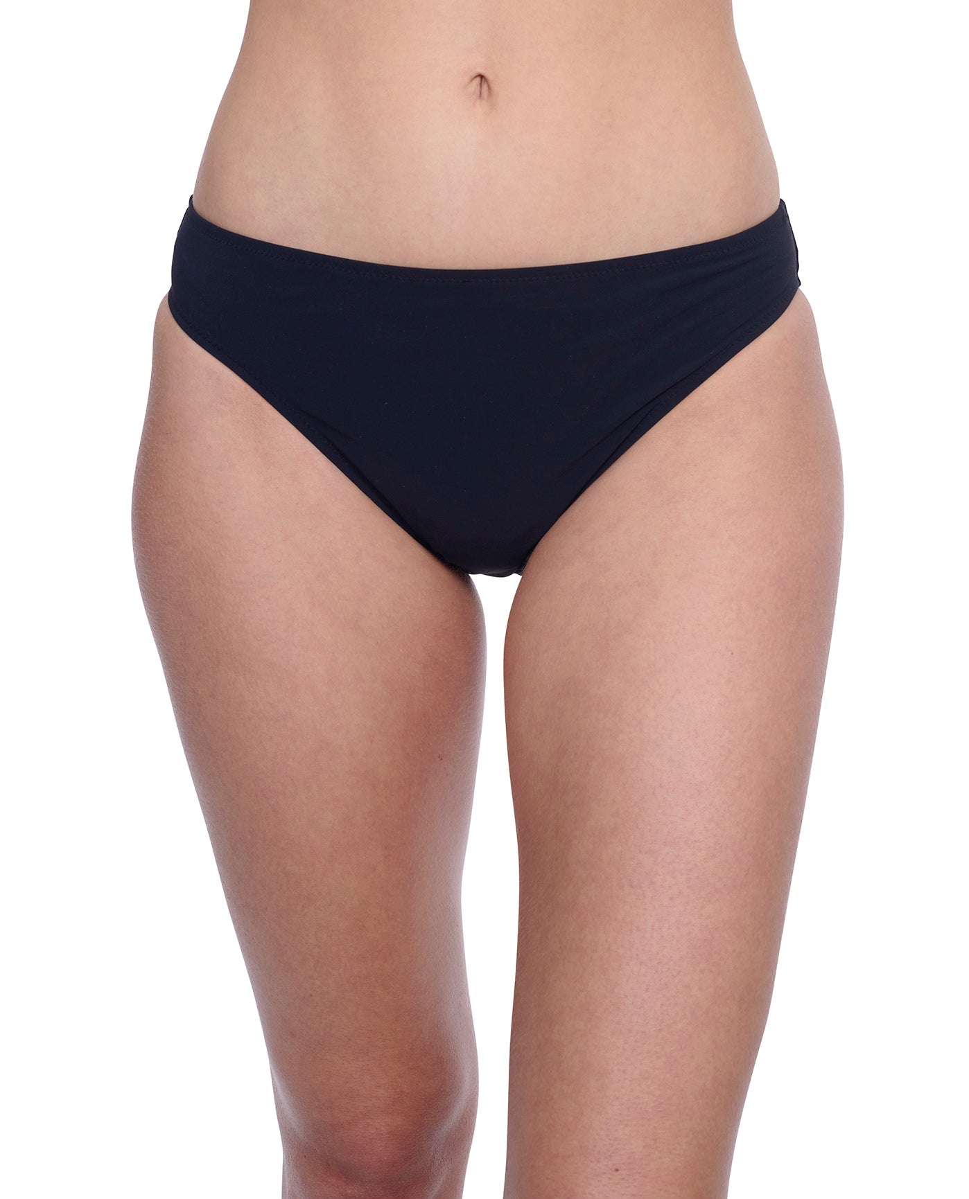 Front View of Profile By Gottex Exclusive Hipster Bikini Bottom | PROFILE BLACK