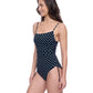 Side View of Profile By Gottex Exclusive C-Cup Underwire Square Neck One Piece Swimsuit | PROFILE BLACK AND WHITE DOTS