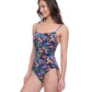 Side View of Profile By Gottex Exclusive C-Cup Underwire Square Neck One Piece Swimsuit | PROFILE FLORA