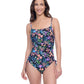 Front View of Profile By Gottex Exclusive C-Cup Underwire Square Neck One Piece Swimsuit | PROFILE FLORA