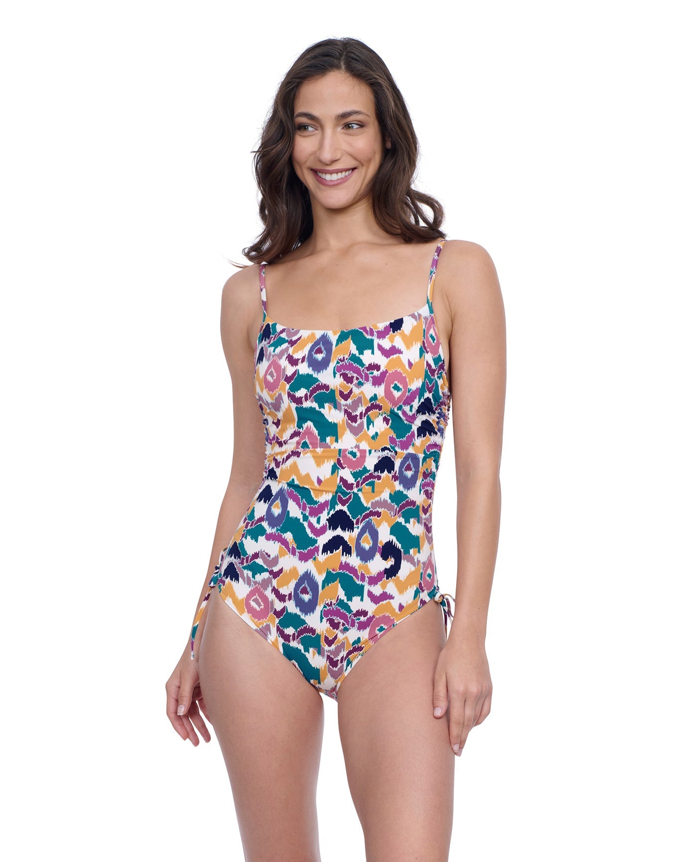 Front View of Profile By Gottex Exclusive C-Cup Underwire Square Neck One Piece Swimsuit | PROFILE ECHO