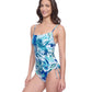 Side View of Profile By Gottex Exclusive C-Cup Underwire Square Neck One Piece Swimsuit | PROFILE ESCAPE IN BALI BLUE