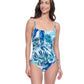 Front View of Profile By Gottex Exclusive C-Cup Underwire Square Neck One Piece Swimsuit | PROFILE ESCAPE IN BALI BLUE