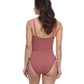 Back View of Profile By Gottex Exclusive C-Cup Underwire Square Neck One Piece Swimsuit | PROFILE ROSE TAUPE