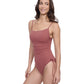 Side View of Profile By Gottex Exclusive C-Cup Underwire Square Neck One Piece Swimsuit | PROFILE ROSE TAUPE