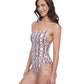 Side View of Profile By Gottex Exclusive C-Cup Underwire Square Neck One Piece Swimsuit | PROFILE IOTA BROWN AND WHITE