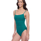 Side View of Profile By Gottex Exclusive C-Cup Underwire Square Neck One Piece Swimsuit | PROFILE GREEN