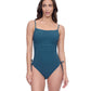 Front View of Profile By Gottex Exclusive C-Cup Underwire Square Neck One Piece Swimsuit | PROFILE TEAL