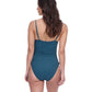 Back View of Profile By Gottex Exclusive C-Cup Underwire Square Neck One Piece Swimsuit | PROFILE TEAL